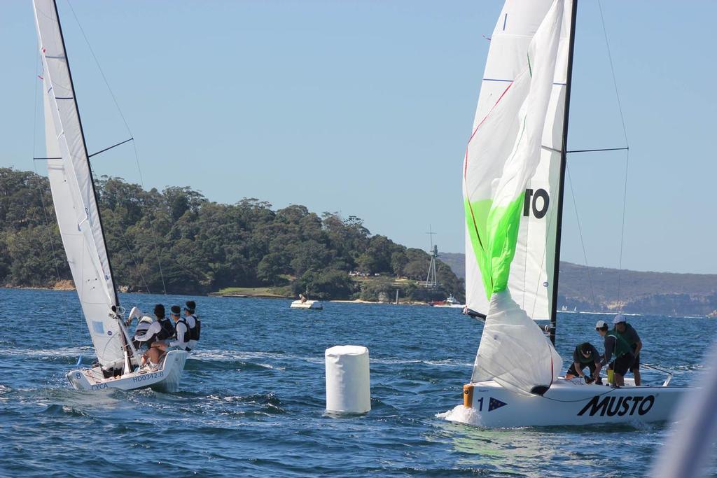 Price leads Gilmour during the Australian Youth Match Racing Championship © CYCA Staff .